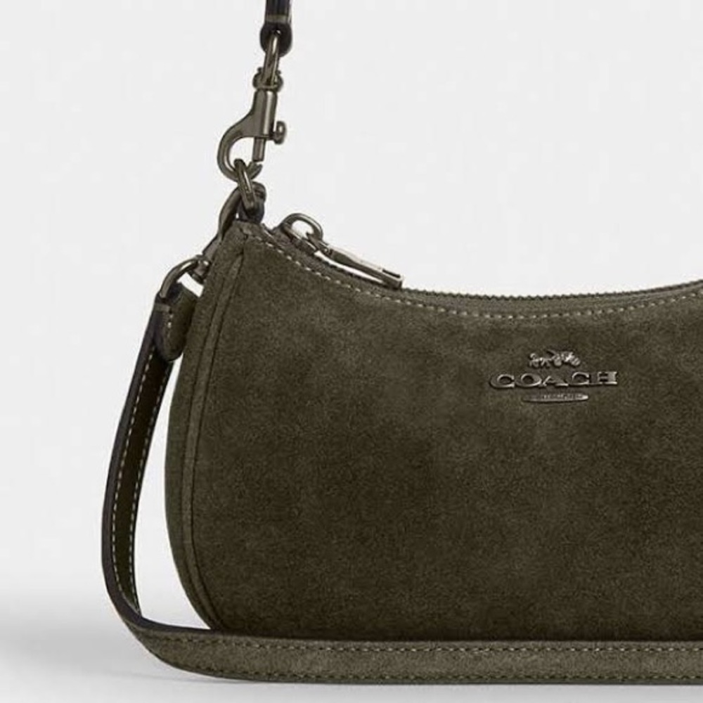 NEW Teri Coach Mini Crossbody Bag green suede with tags Authentic purse 👜 - Picture 3 of 9